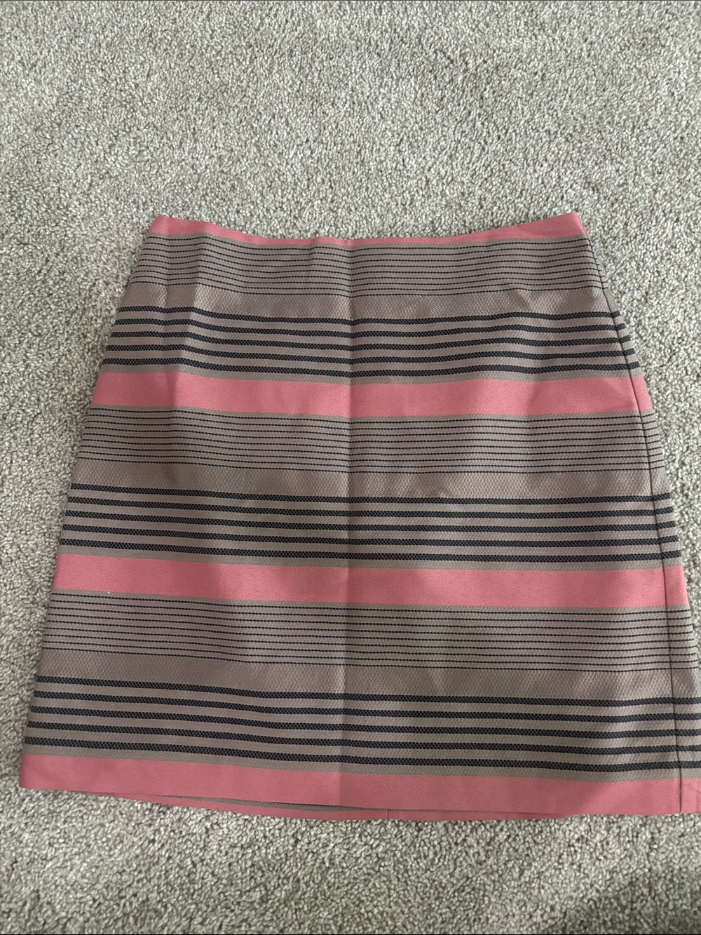 LOFT Pink and Taupe Striped A-Line Mini Skirt